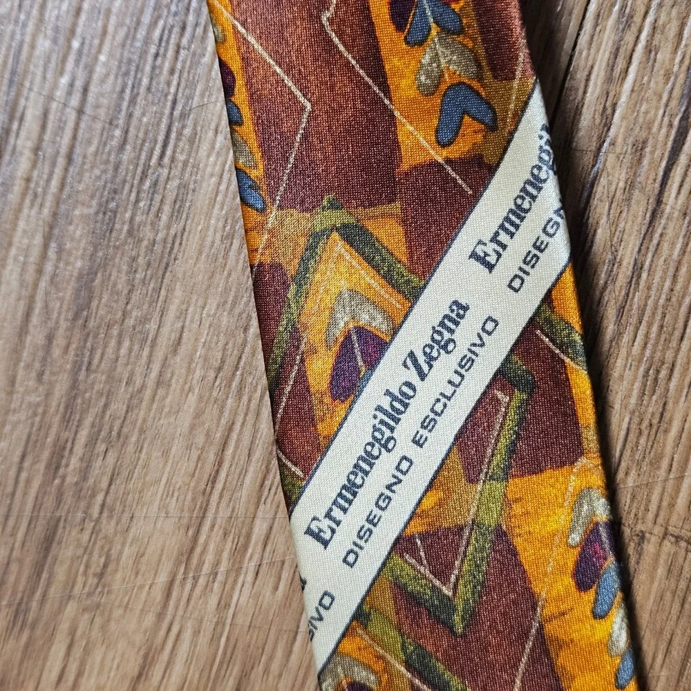 Vintage Ermenegildo Zegna Mens Silk Tie Necktie‎ Old Money Retro Luxury Fallcore